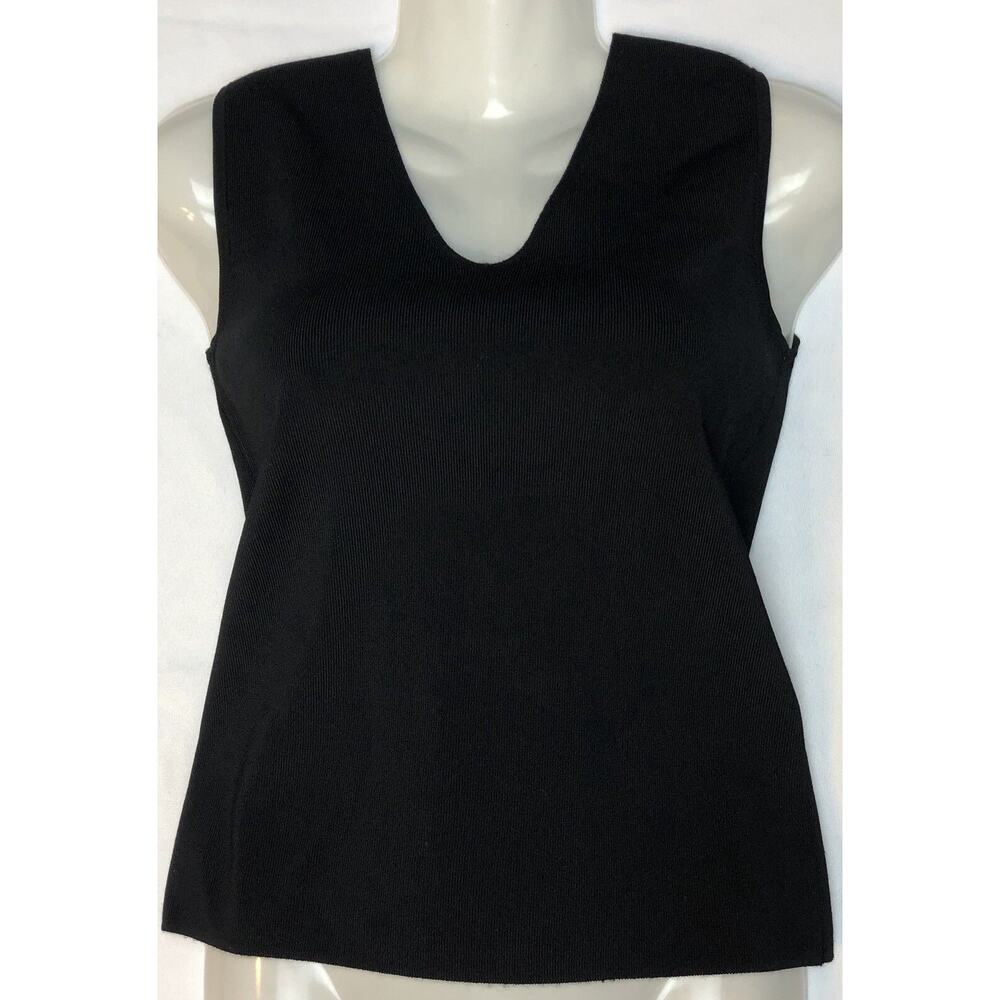 Coldwater Creek Sweater Vest Women XS Black Pullover V Neck Knit Top Stretch